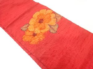 手織り真綿紬花模様織出し名古屋帯